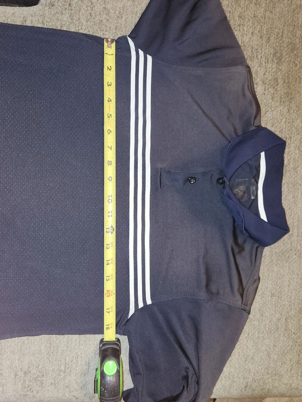adidas Black/Grey Polo with White Horizontal Stripes